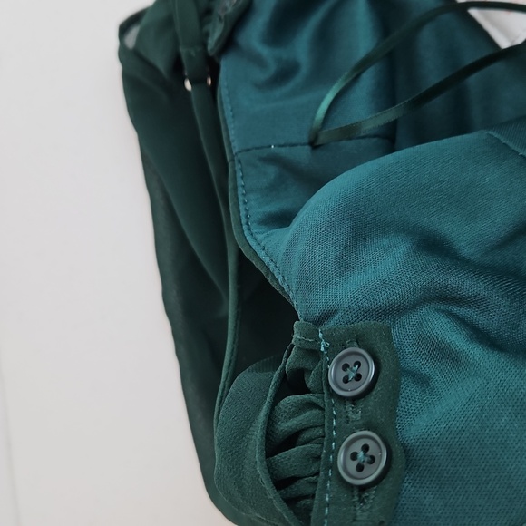 Birdy Grey Devin Chiffon Bridesmaid Gown Floor Length In Emerald NWT XS - Picture 7 of 12